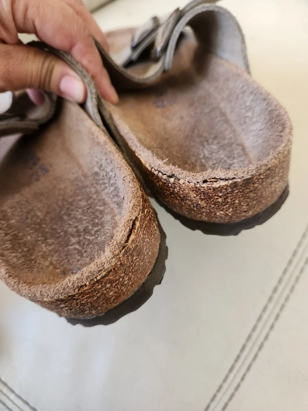 Birkenstock Men's Two-Strap Suede Sandals in Light Taupe